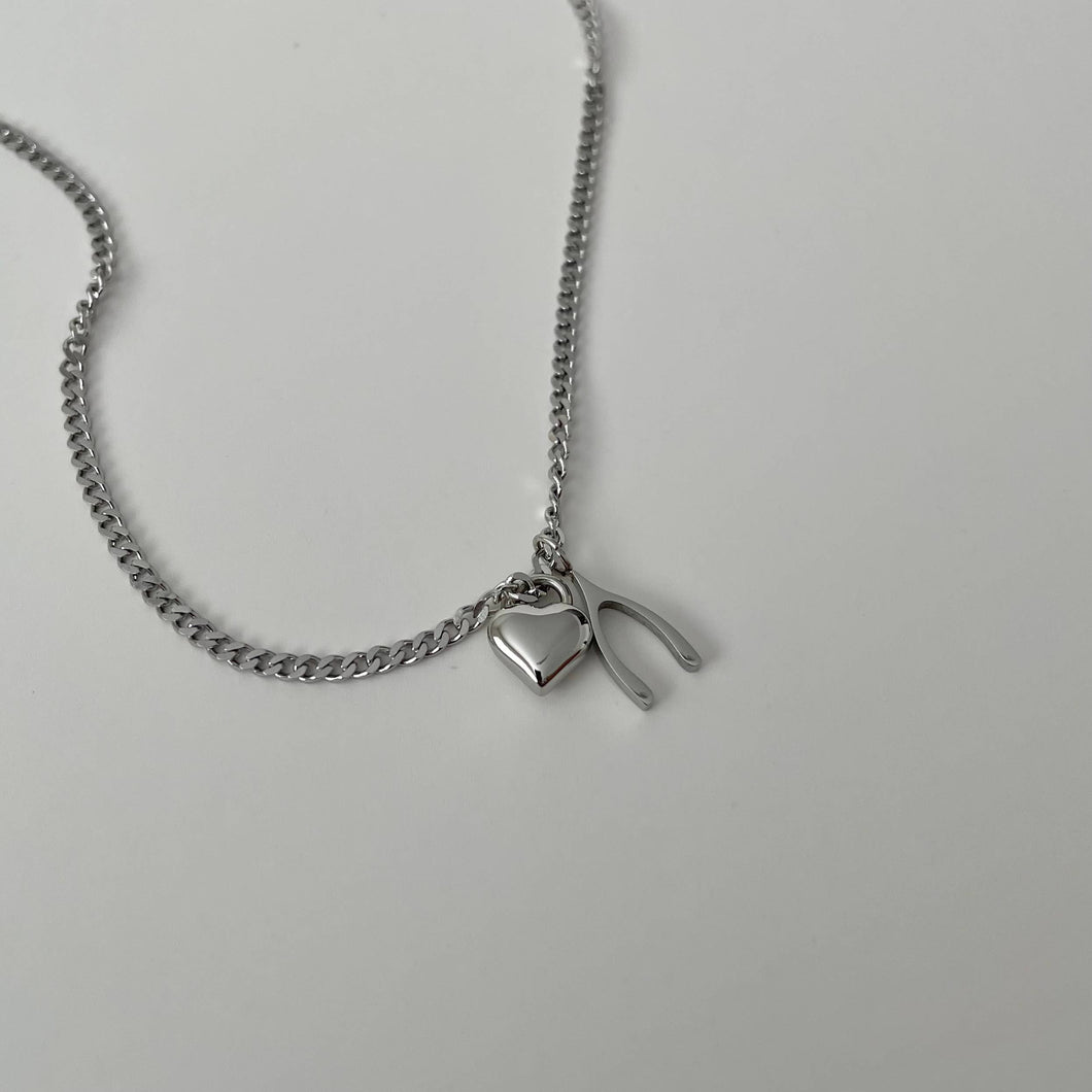 Wishbone Necklace- Silver