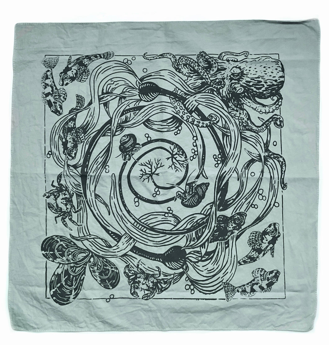 Intertidal Zone Screenprinted Cotton Bandana