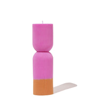Load image into Gallery viewer, Colour Block Pillar Candle - Fuchsia/Mustard
