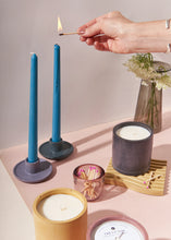 Load image into Gallery viewer, Beeswax/Soy Blend Taper Candles - Storm Blue

