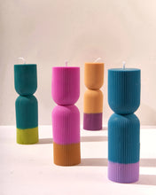 Load image into Gallery viewer, Colour Block Pillar Candle - Blue/Violet
