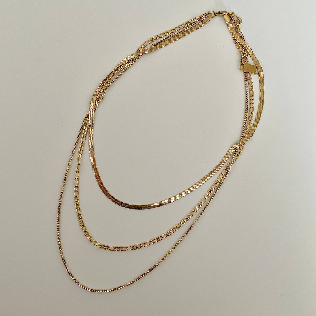 Shaylene Three Layer Necklace- Gold