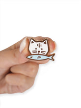 Load image into Gallery viewer, Cat with Fish Enamel Pin
