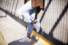 Load image into Gallery viewer, Sheer Plaid Ankle Socks: White
