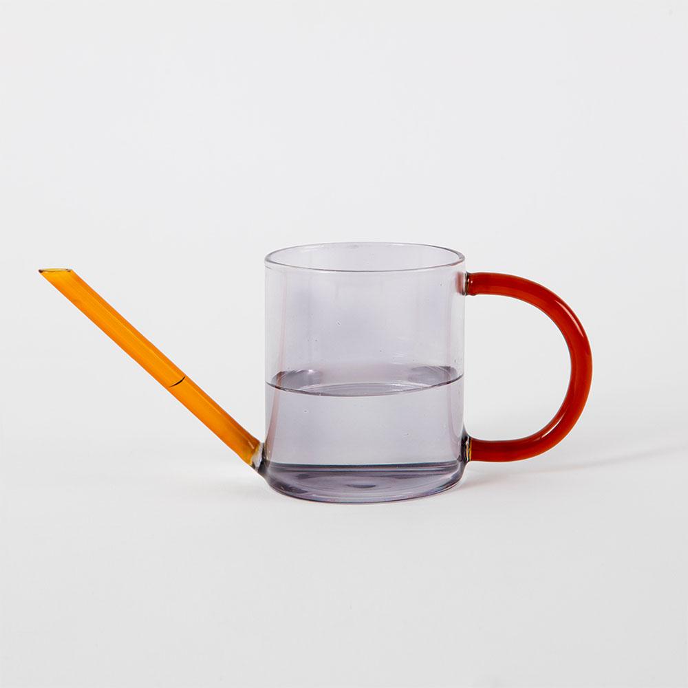 Glass Watering Can - Grey/Orange