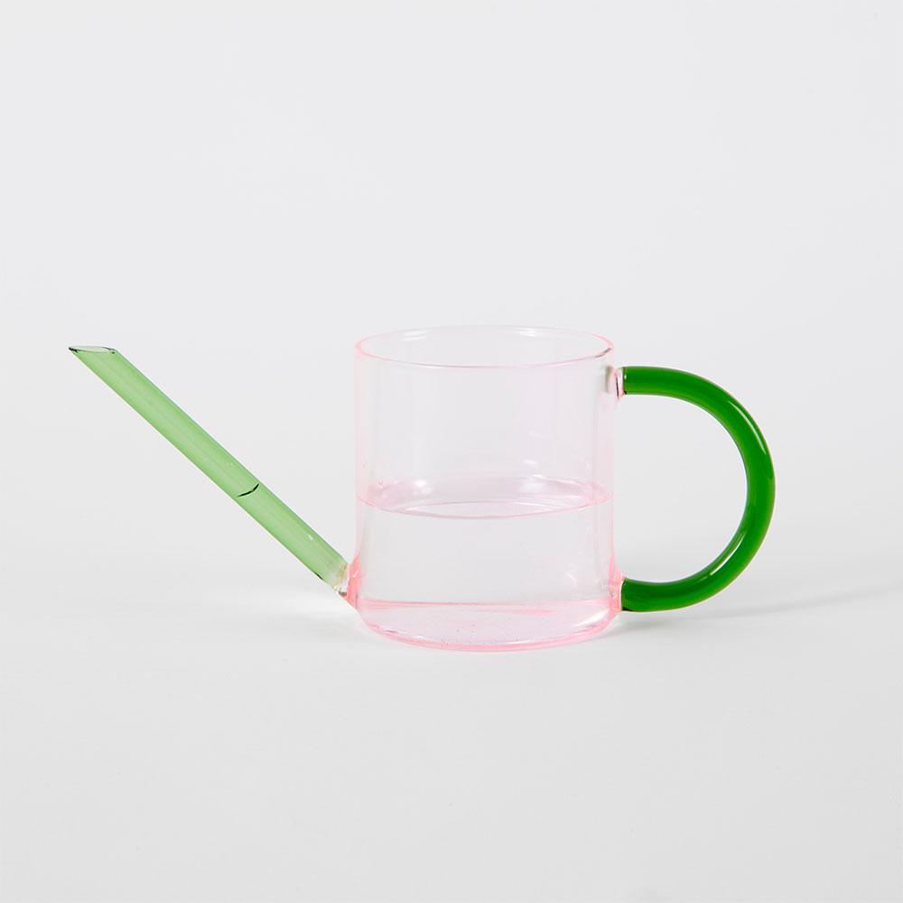 Glass Watering Can - Pink/Green
