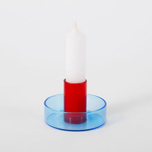 Load image into Gallery viewer, Duotone Glass Candle Holder - Blue/Red
