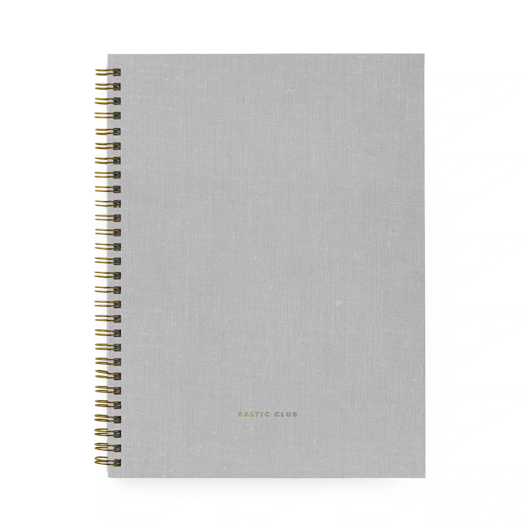 Large Grey Cloth Spiral Notebook