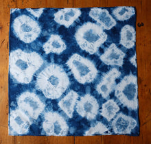 Load image into Gallery viewer, Cotton Indigo Hand-Dyed Shibori Pattern Scarf
