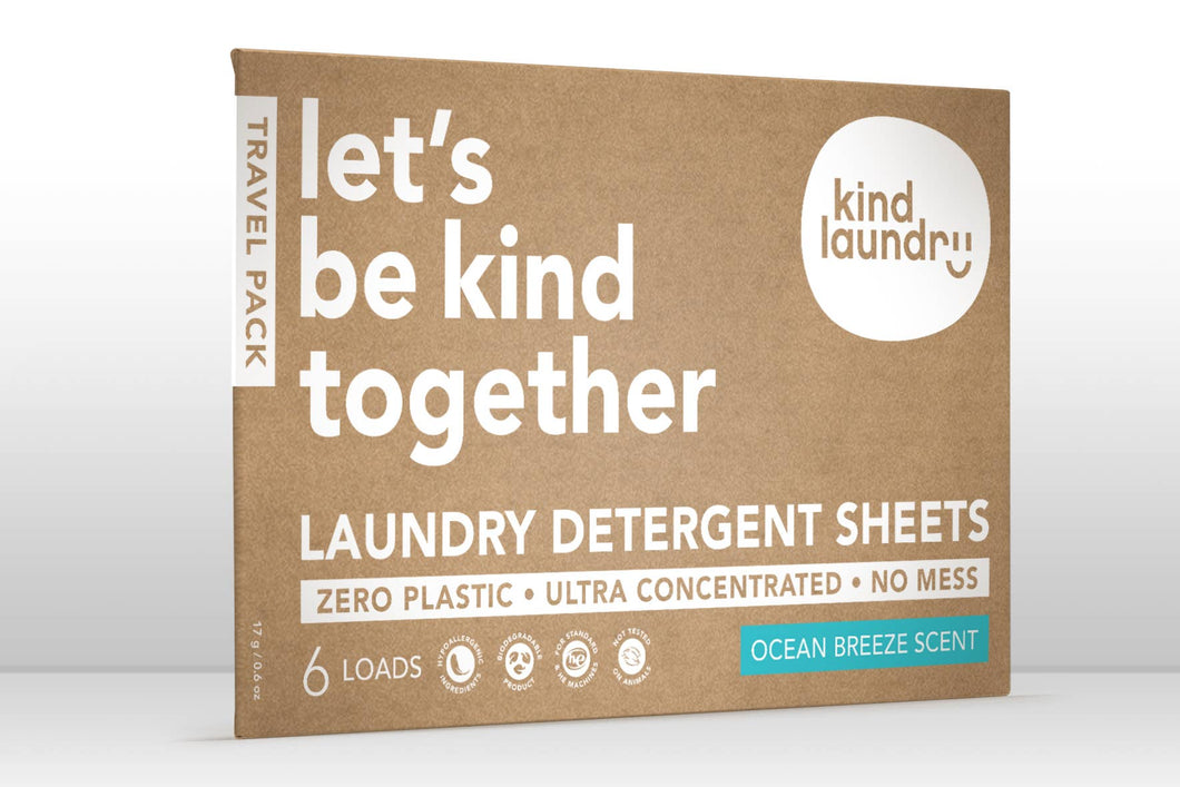 Laundry Detergent Sheets Travel Pack - Ocean Breeze 6 Loads
