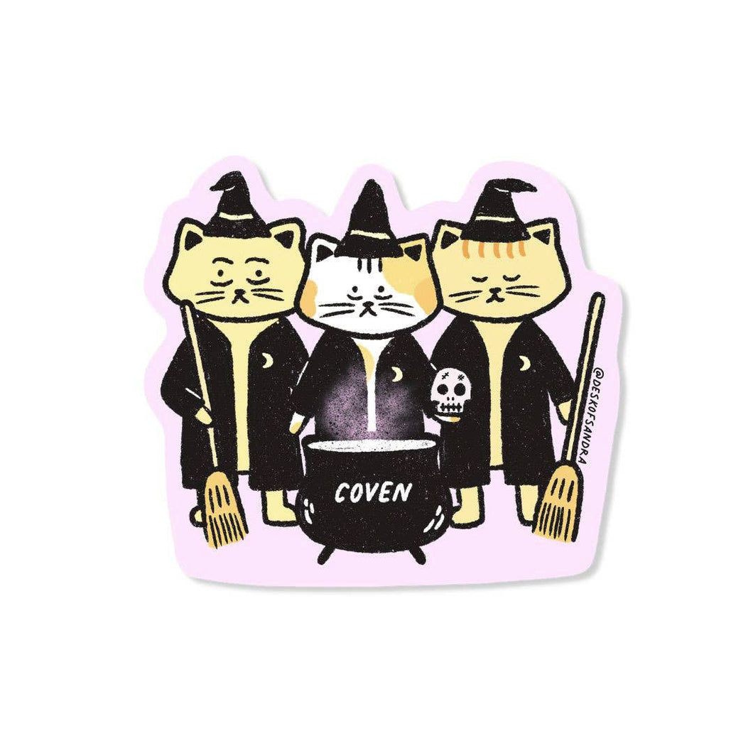 Coven Witch Cats Halloween Vinyl Sticker
