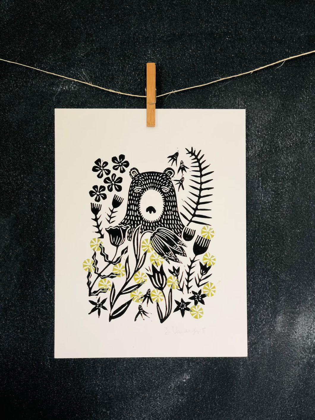 Black Bear Linocut Print