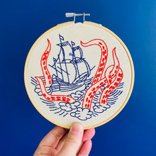 Load image into Gallery viewer, Kraken and Ship Embroidery Kit
