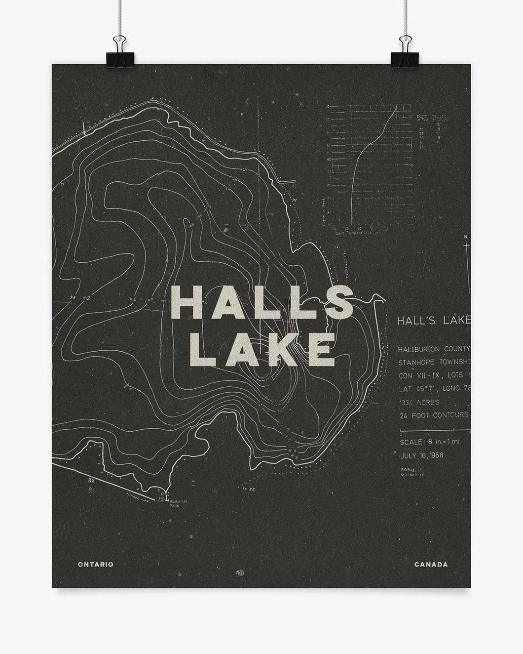 Halls Lake Contours Print