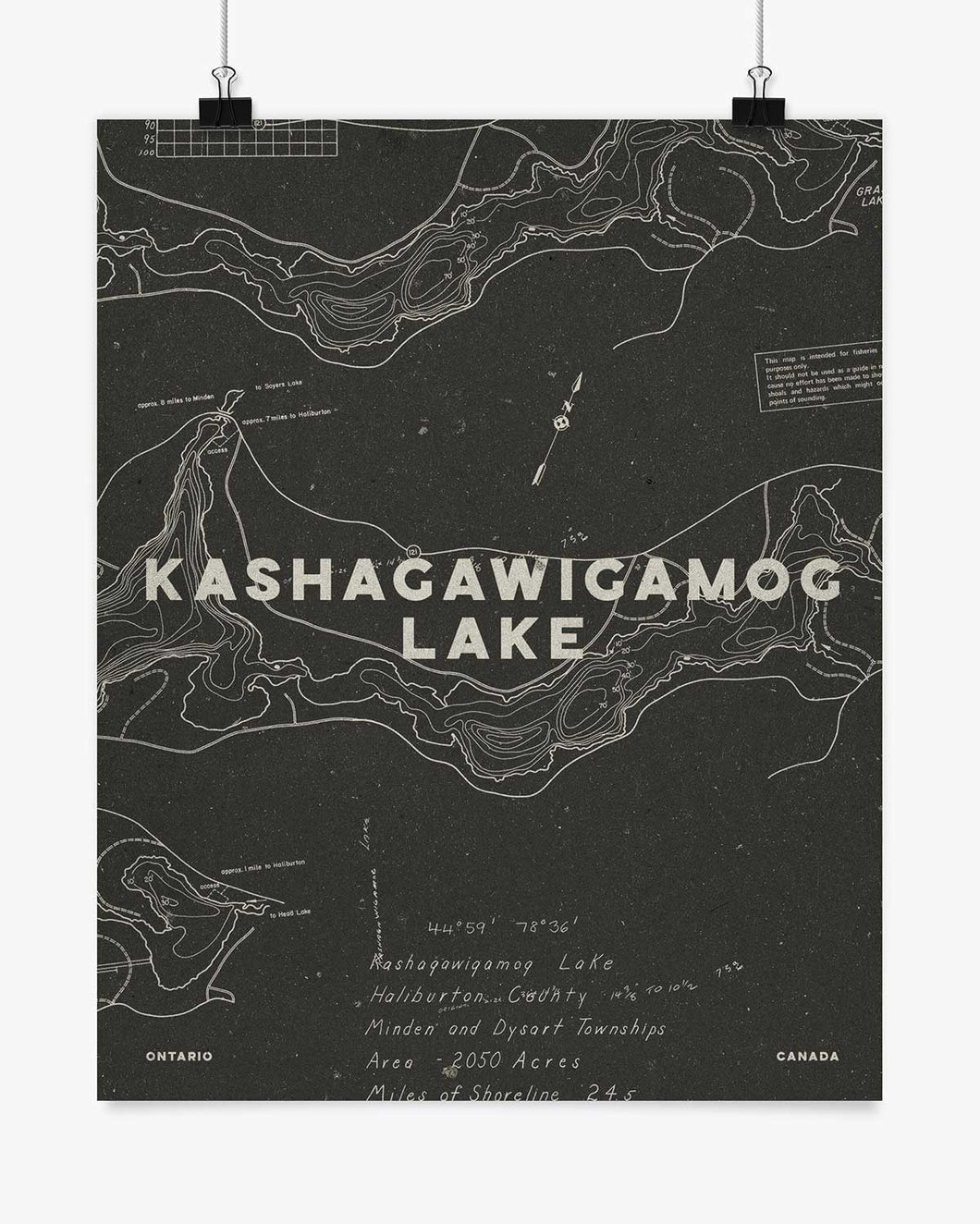 Kashagawigamog Lake Contours Print